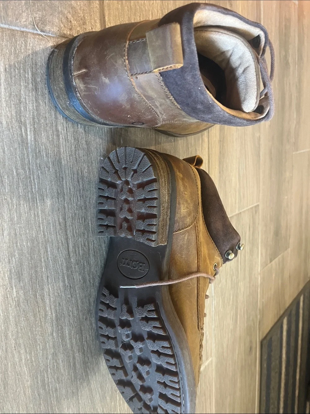 Born Brown Leather Moc Toe Lace-Up Boots
